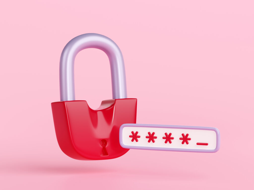 Red padlock, with passw