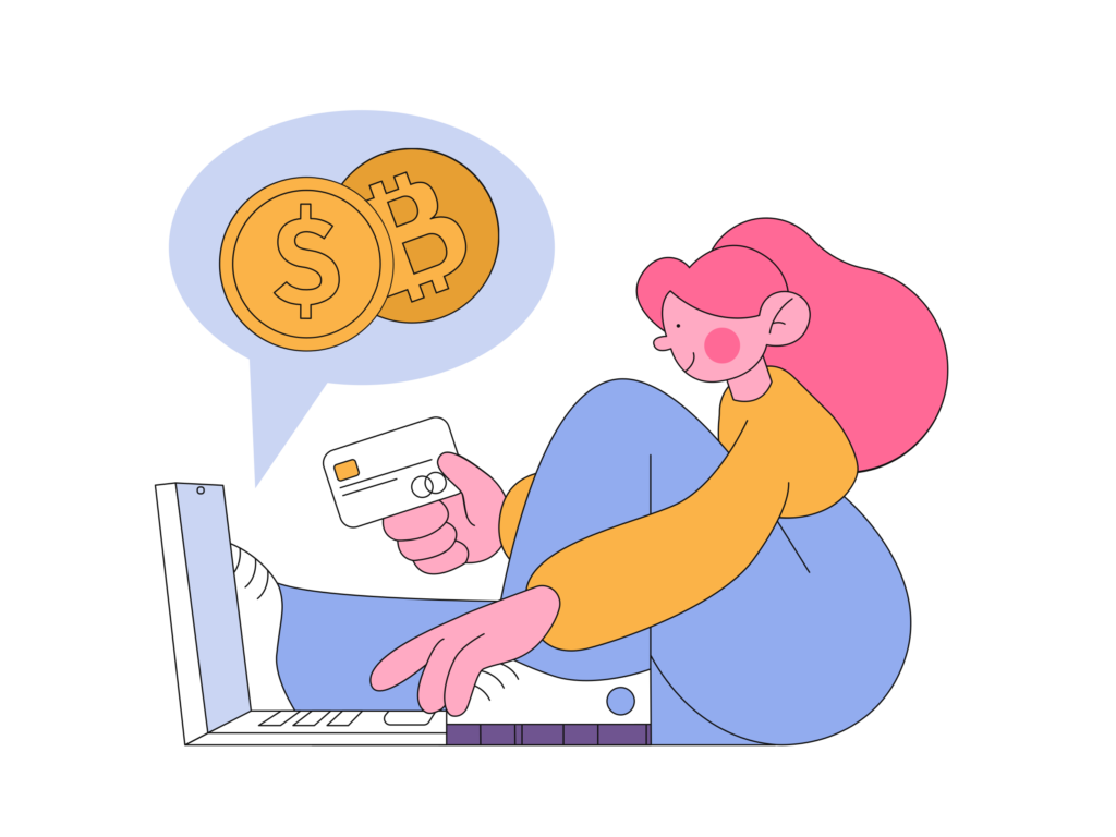 A woman investing in cryptocurrency
