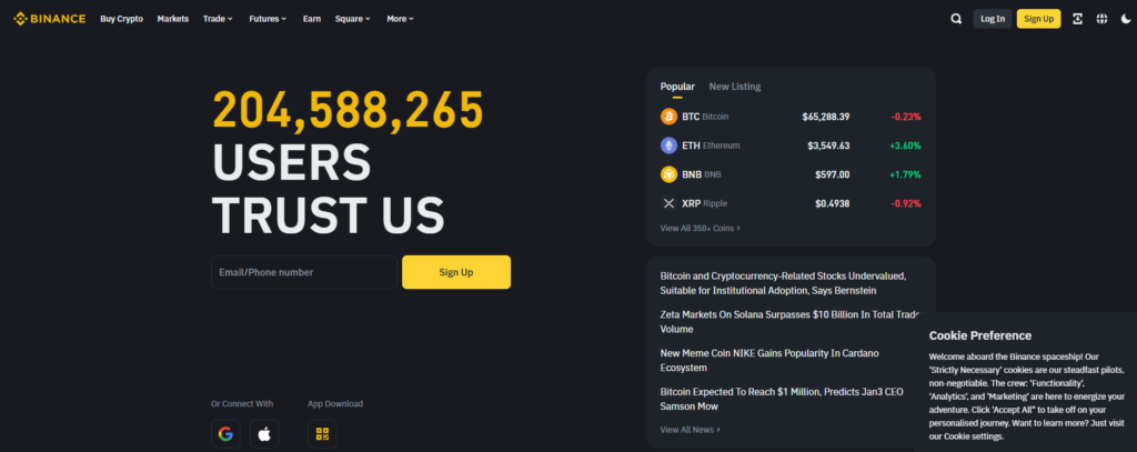 Binance website