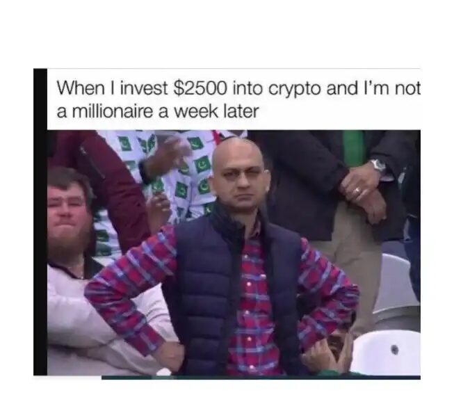 After finally adhering to all the "invest $2,500 in crypto and be a millionaire in a week" ads on Instagram