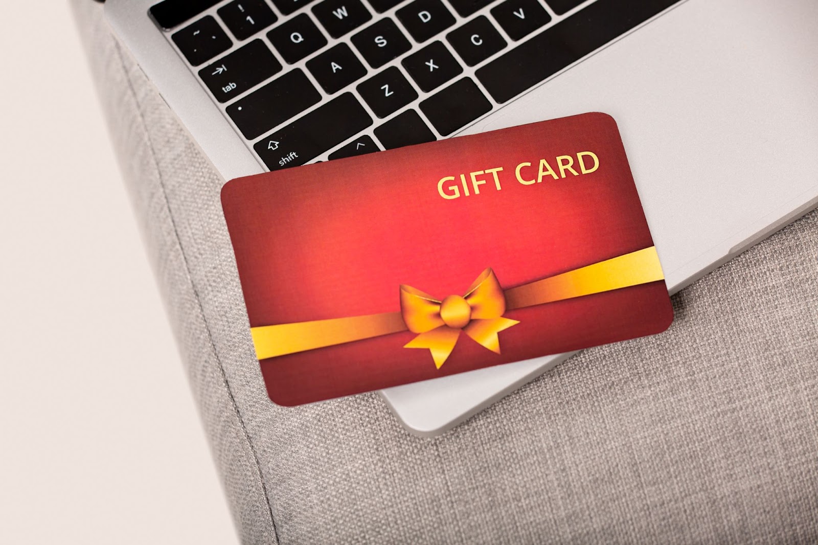 Giftcard on a laptop