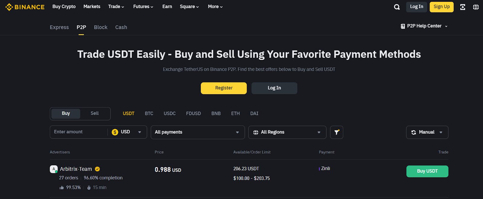 Binance website