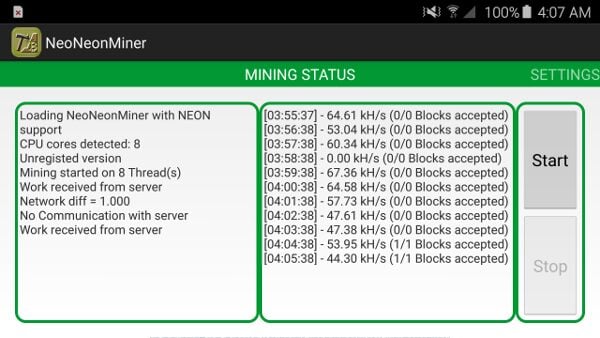 NeoNeonMinerマイニングアプリ