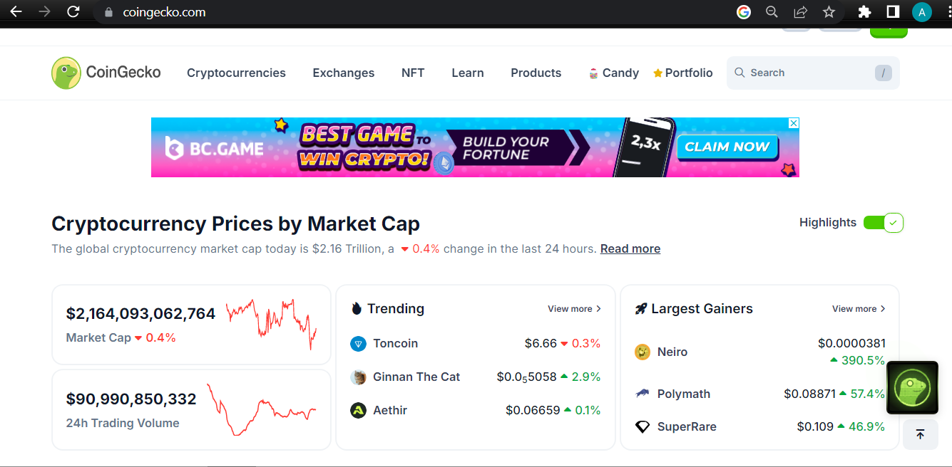 coingecki, best crypto research tools.