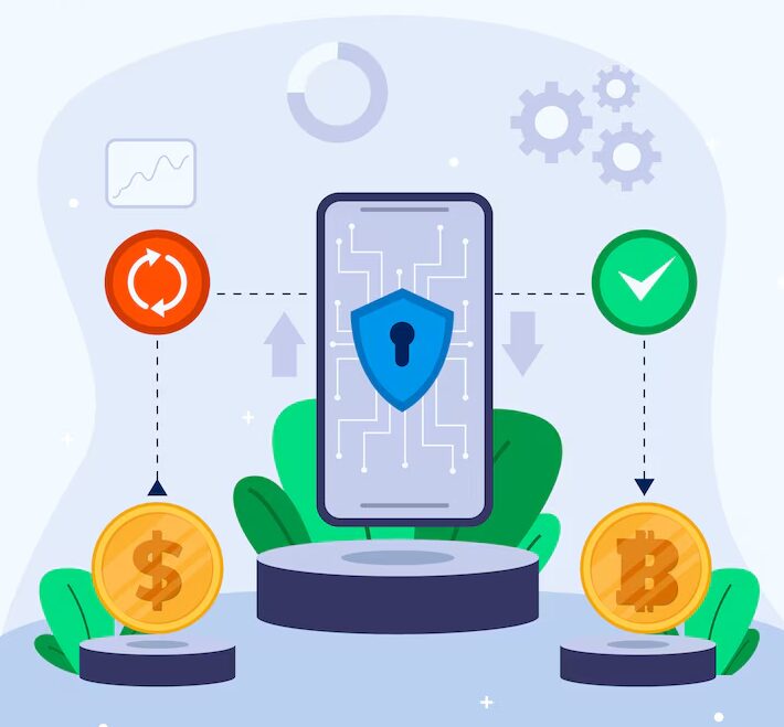 What is Security Token Offering? What is a Security Token Offering?; The dollar sign and a secured device with the bitcoin sign, indicating a secured way of transacting digital assets.