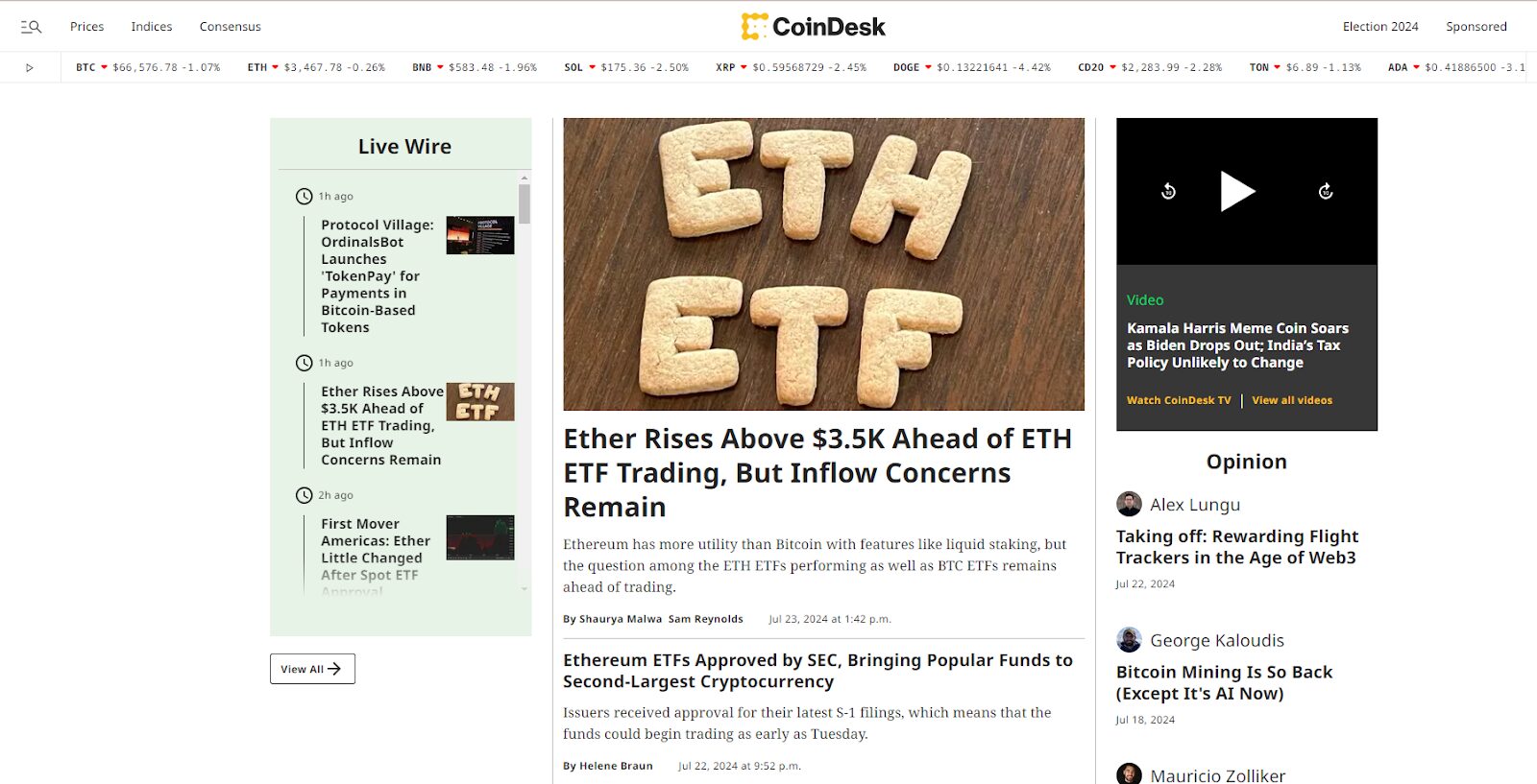 Coindesk website