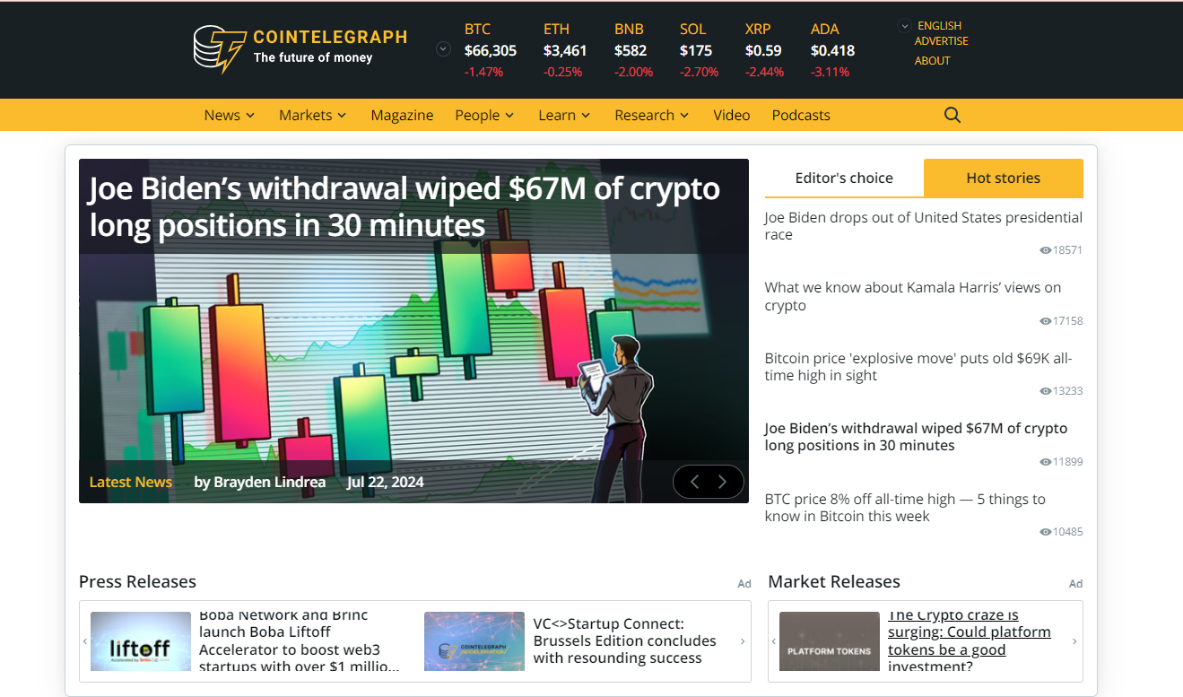Cointelegraph website