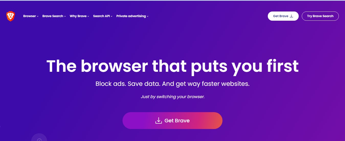 Brave Browser landing page