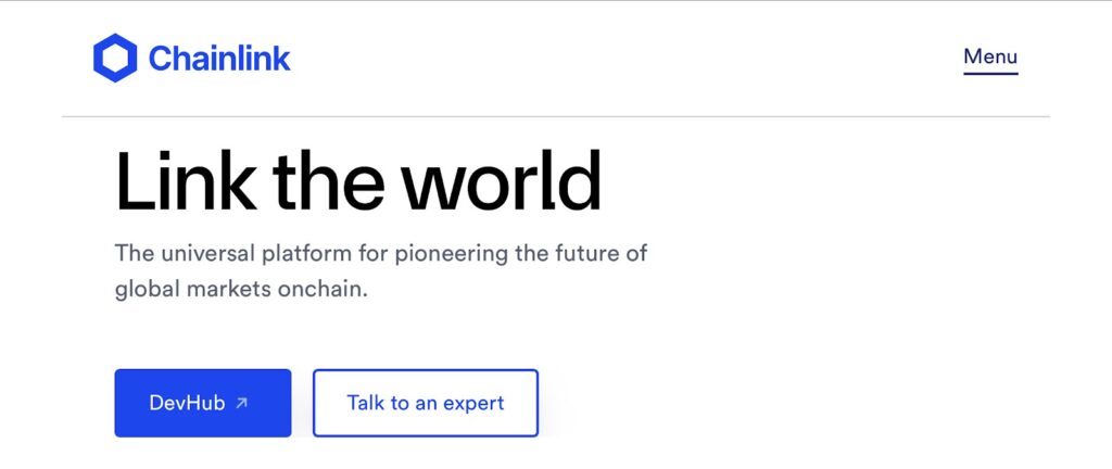 Top crypto gainer in 2024: Chainlink website image