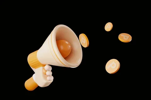 Megaphone shooting out crypto coins