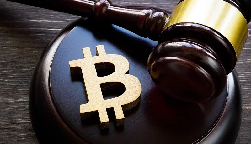 Bitcoin symbol and gavel