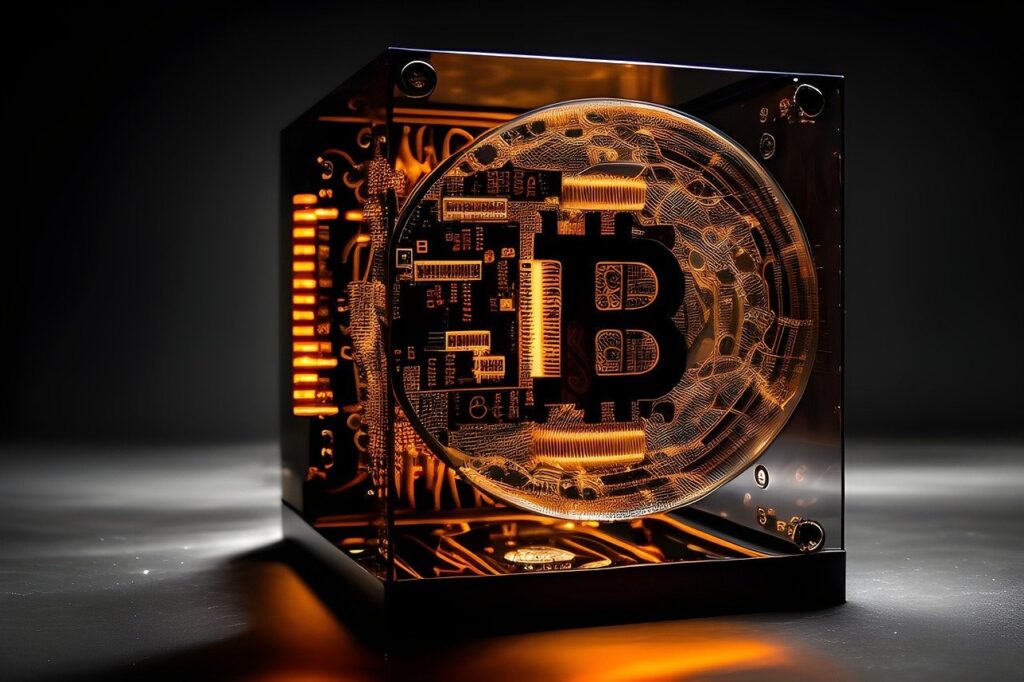 Futuristic concept of Bitcoin Mining