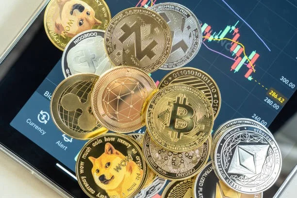 Cryptocurrencies on trading chart