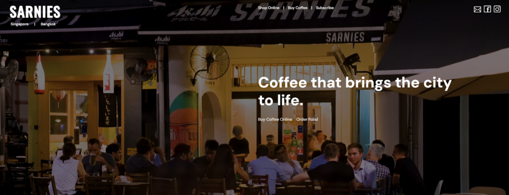 Sarnies Café Homepage