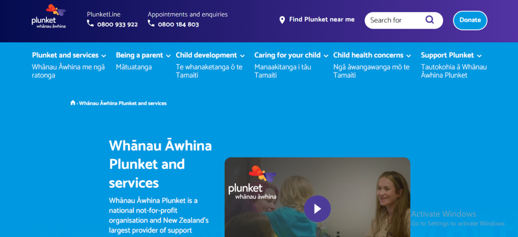 Homepage of Whānau Āwhina Plunket