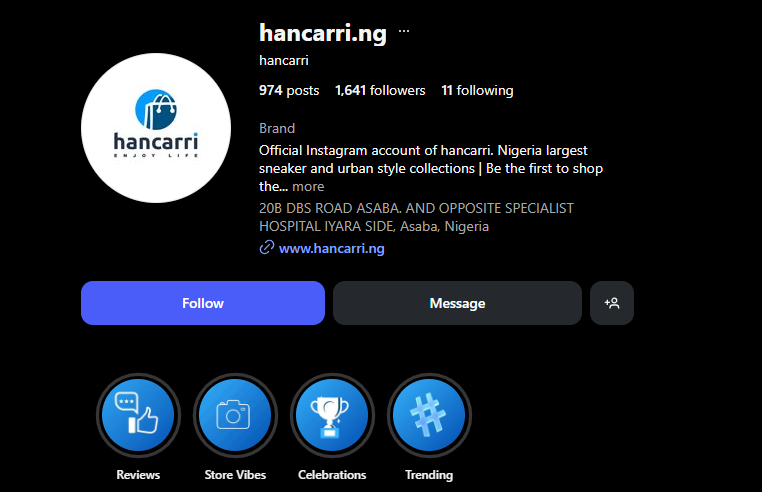 Hancarri.ng Instagram page
