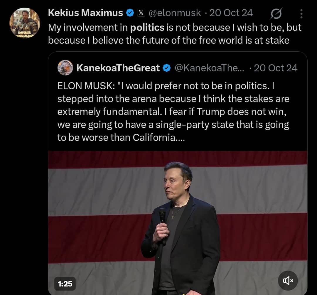 Elon Musk’s tweet that captures his political motivations