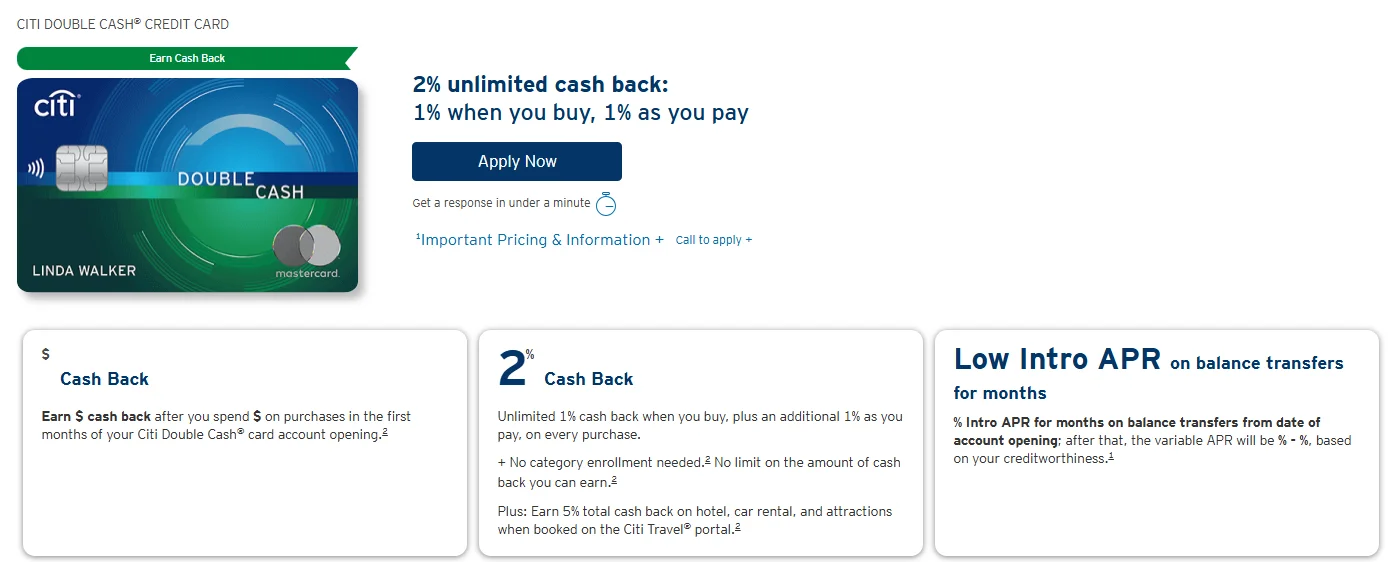 Citi Double Cash® Card details