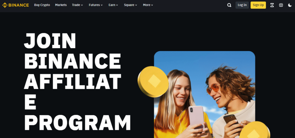 Binance affiliate program page