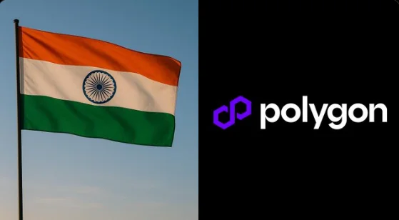 Indian flag beside Polygon logo