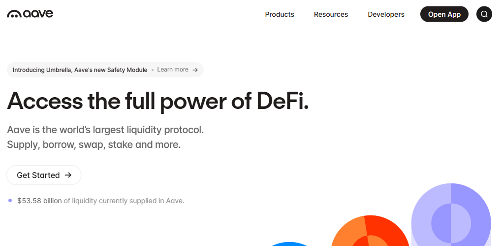 Aave homepage