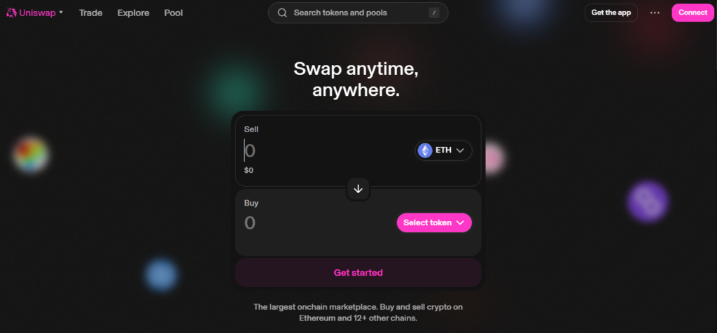 Uniswap homepage