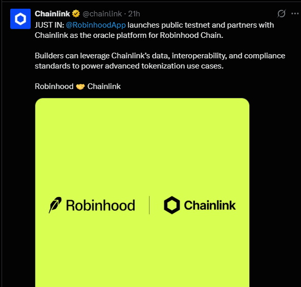 Chainlink post on X
