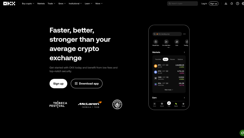 OKX homepage interface