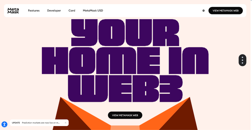 Meta mask Homepage interface