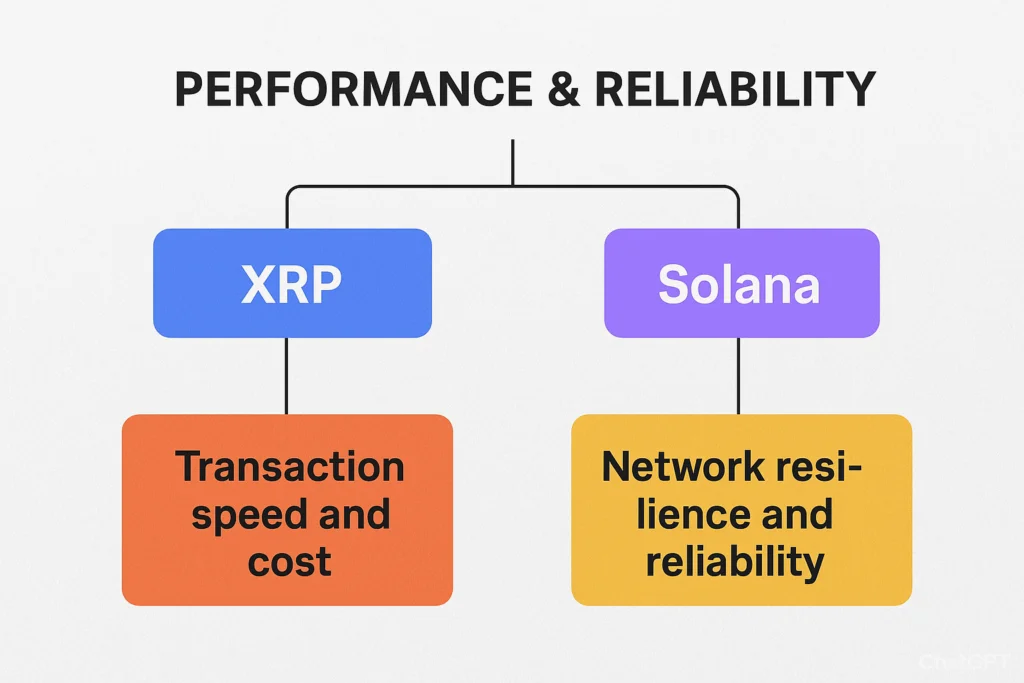Image showing the performance and Reliability of XRP and Solana