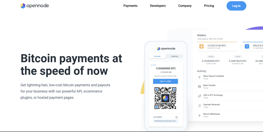 Интерфейс домашней страницы OpenNode