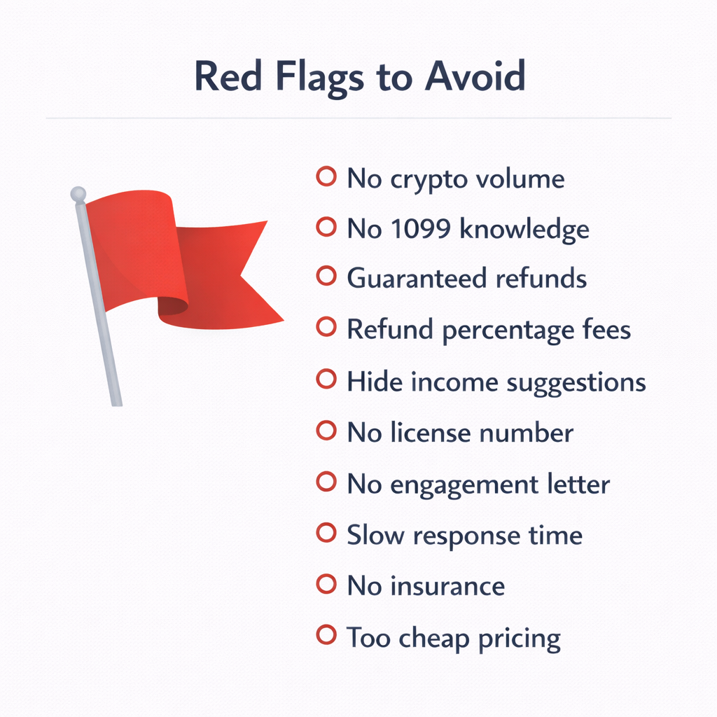 Crypto tax accountants; red flags to avoid in crypto tax accountants