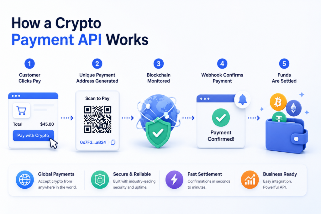 how a crypto payment API works