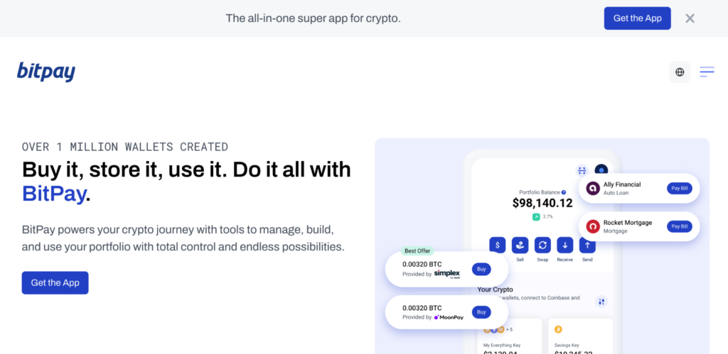 Bitpay landing page