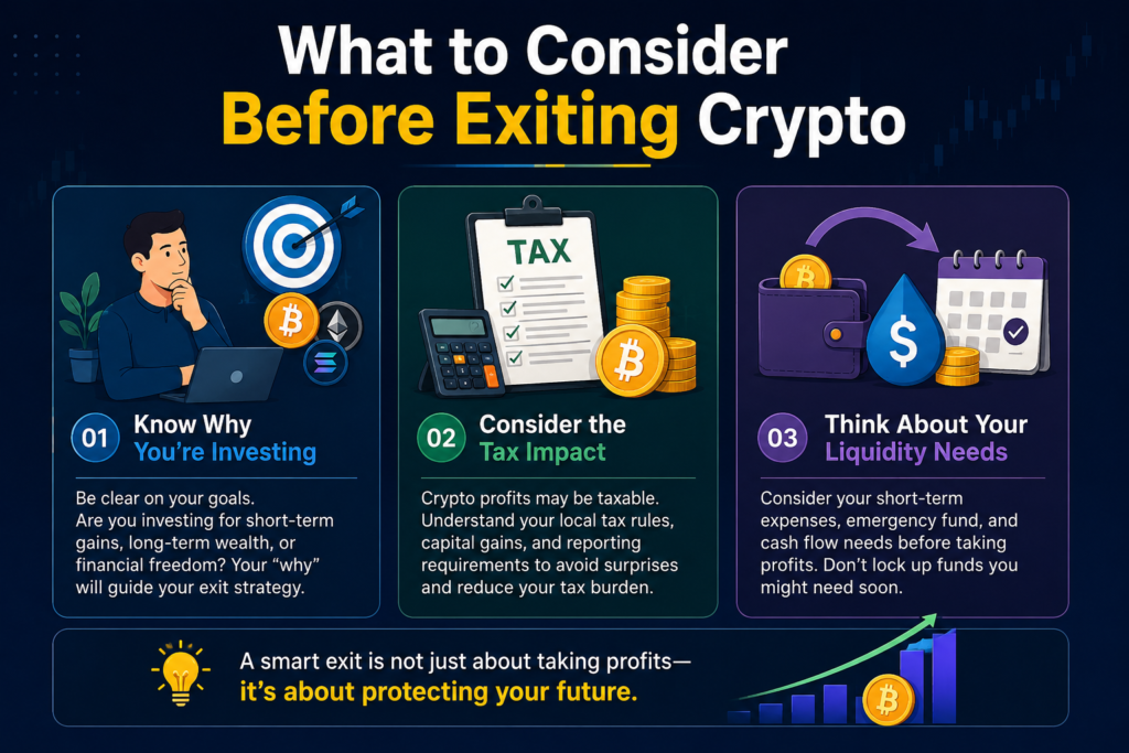 Image showing steps to consider before Exiting crypto