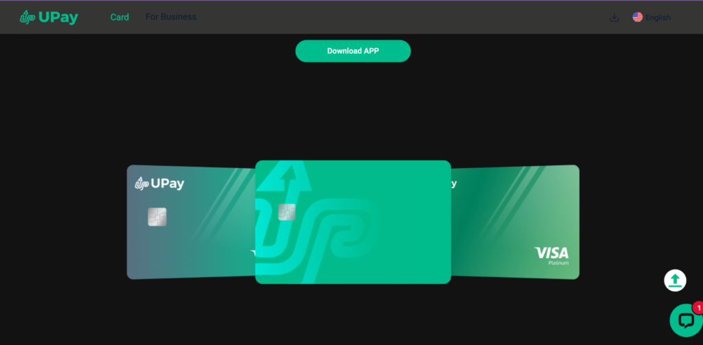image of Upay Visa crypto card in green colour