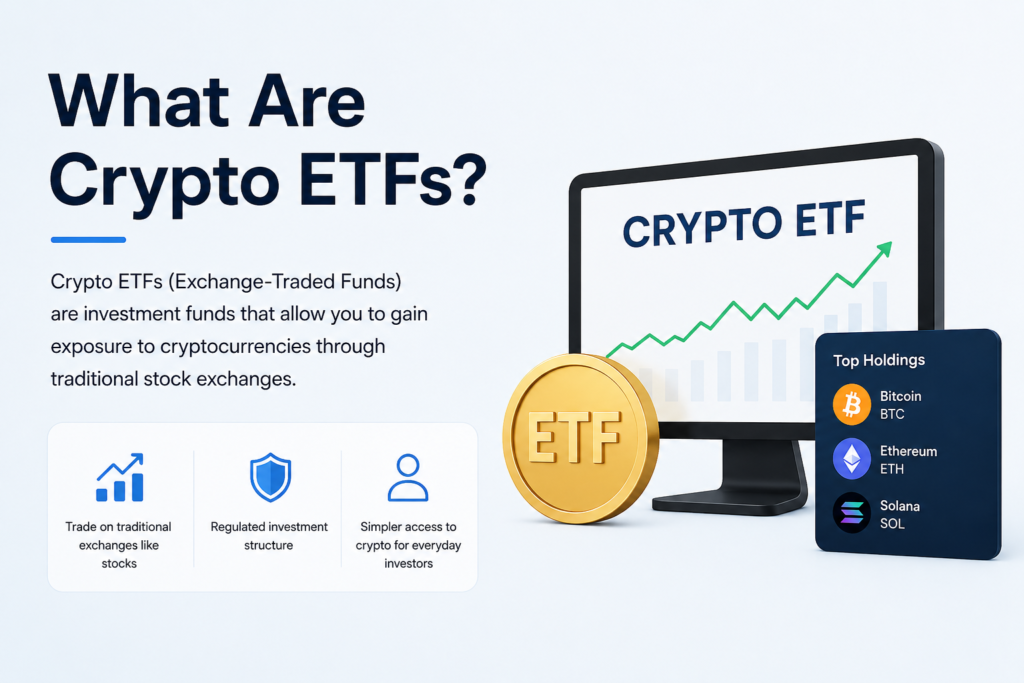 图片显示文字“什么是加密货币ETF?”