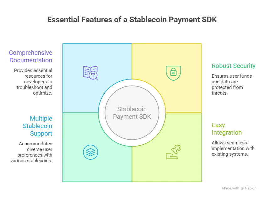 Features of a stablecoin payment SDK