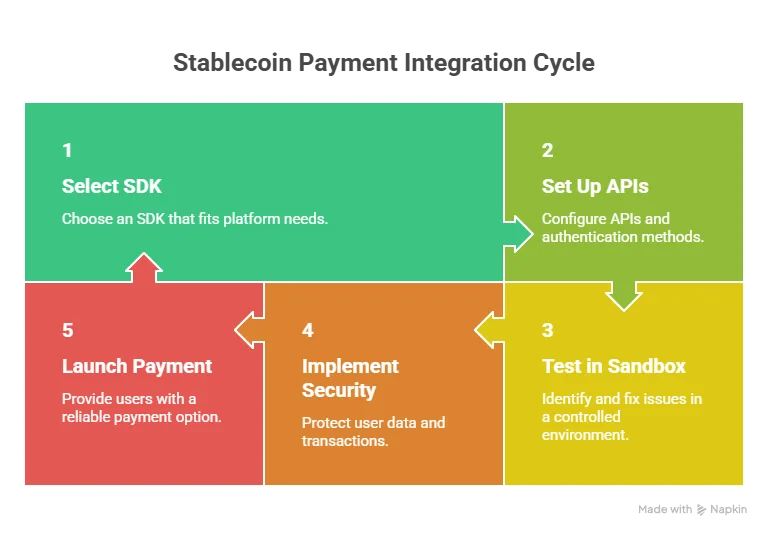 Stablecoin payment integration cycle