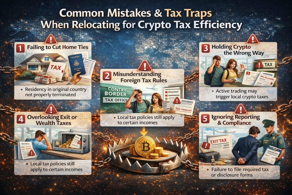 Image showing the common mistakes made when relocating for crypto tax efficiency
