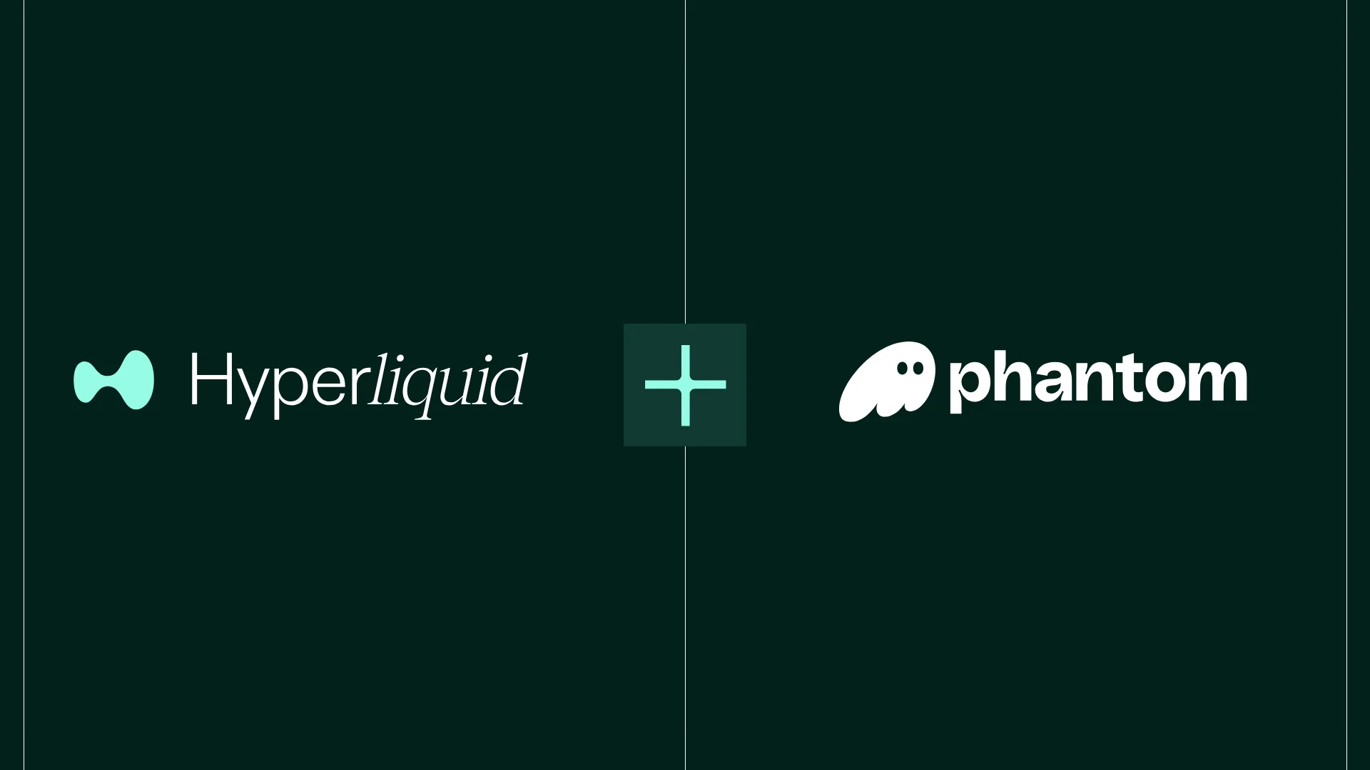 Logos of Hyperliquid and Phantom displayed side by side on a dark green background, separated by a plus sign.