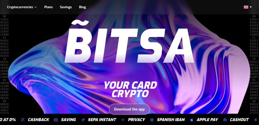 Abbildung der Bitsa Prepaid-Krypto-Prepaid-Karte
