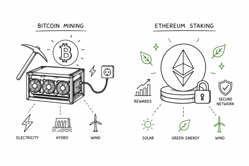Bitcoin and Ethereum environmental impact