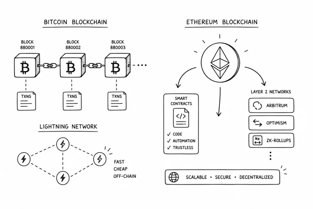 Bitcoin and Ethereum architecture