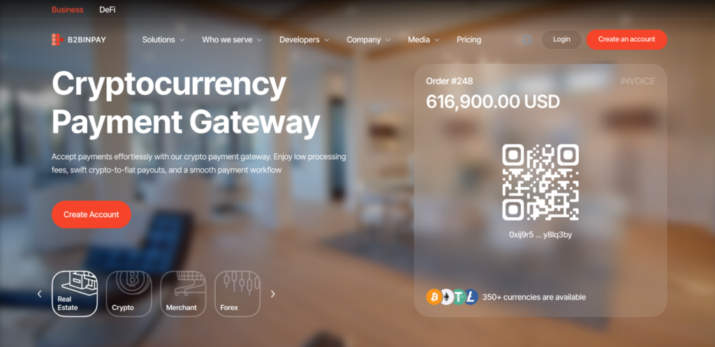 B2BinPay webpage displays action button and web content