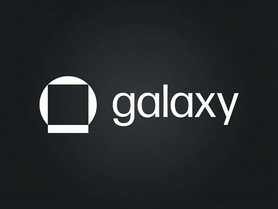 Galaxy-Logo in Weiß auf dunklem Hintergrund.
