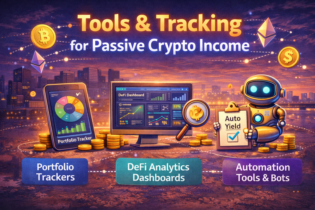Image showing tools and tracking for passive crypto income