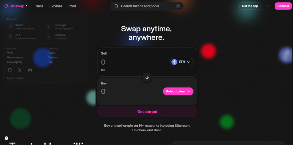 最佳 DeFi 项目;Uniswap 主页