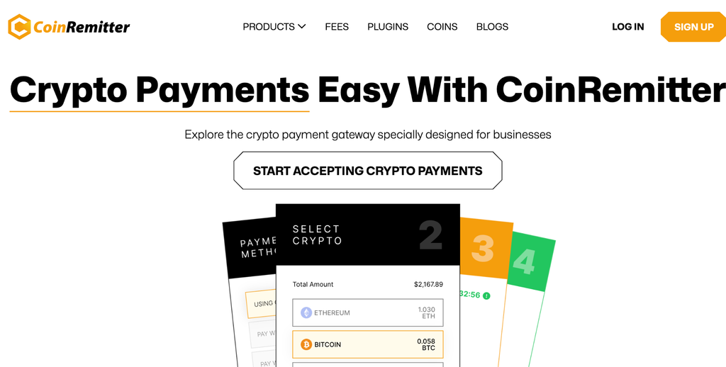 CoinRemitter webpage displays web content and action buttons