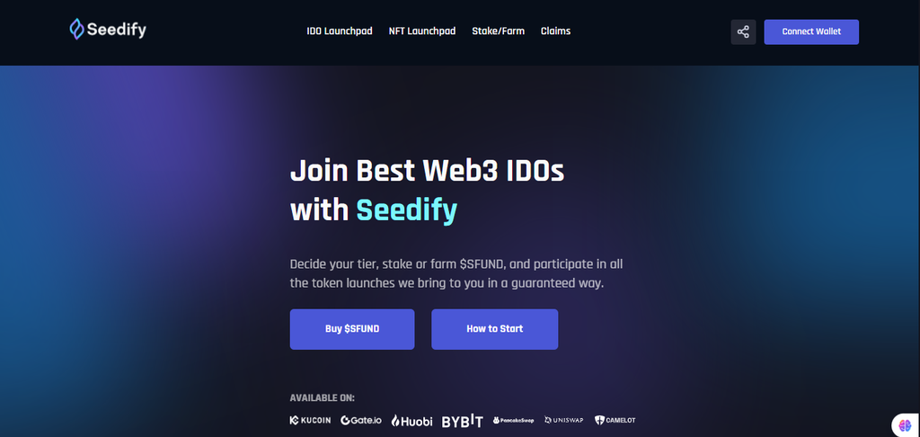 Seedify homepage interface